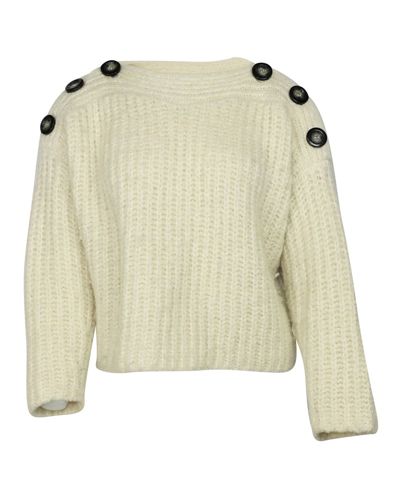 Isabel Marant Button-detail Sweater in White Wool 7748701126716