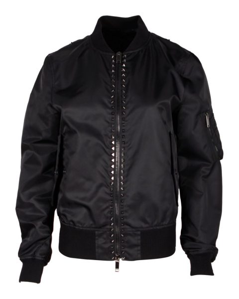 Valentino Garavani Rockstud Bomber Jacket in Black Nylon 7748704698428