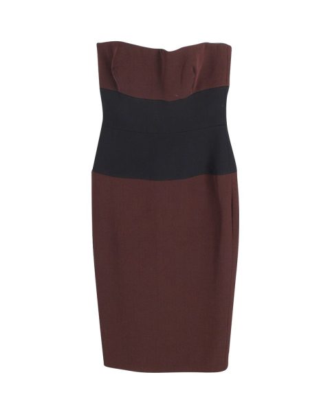 Victoria Beckham Strapless Panel Dress in Burgundy Silk