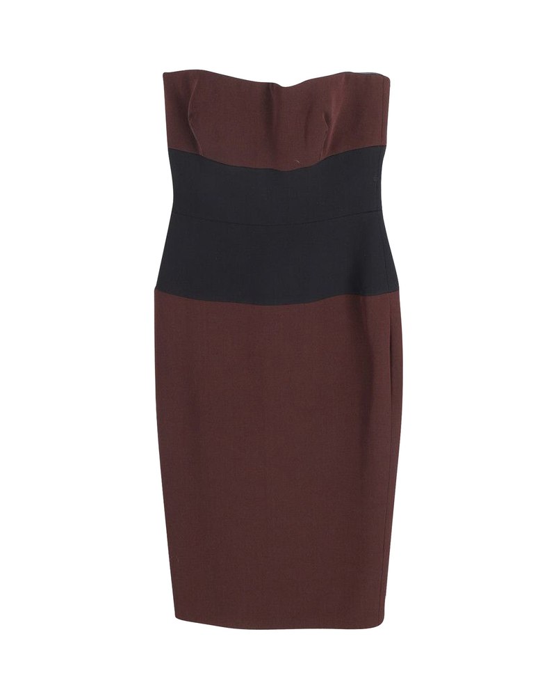 Victoria Beckham Strapless Panel Dress in Burgundy Silk