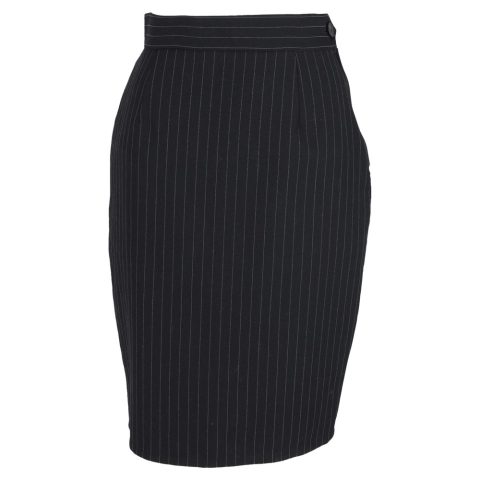 Moschino Striped Pencil Skirt in Black Wool 7748704665660
