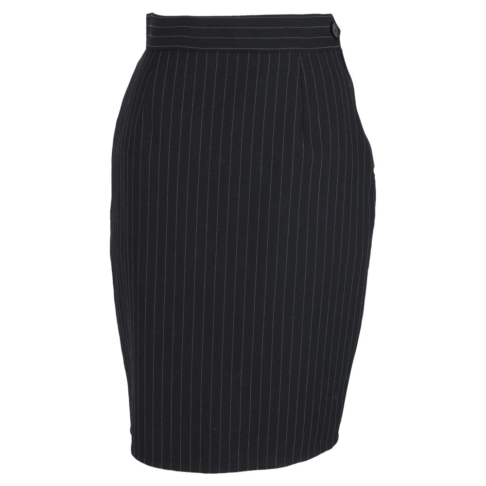 Moschino Striped Pencil Skirt in Black Wool 7748704665660