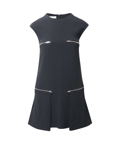 Stella McCartney Zipper Shift Dress in Black Dress Acetate