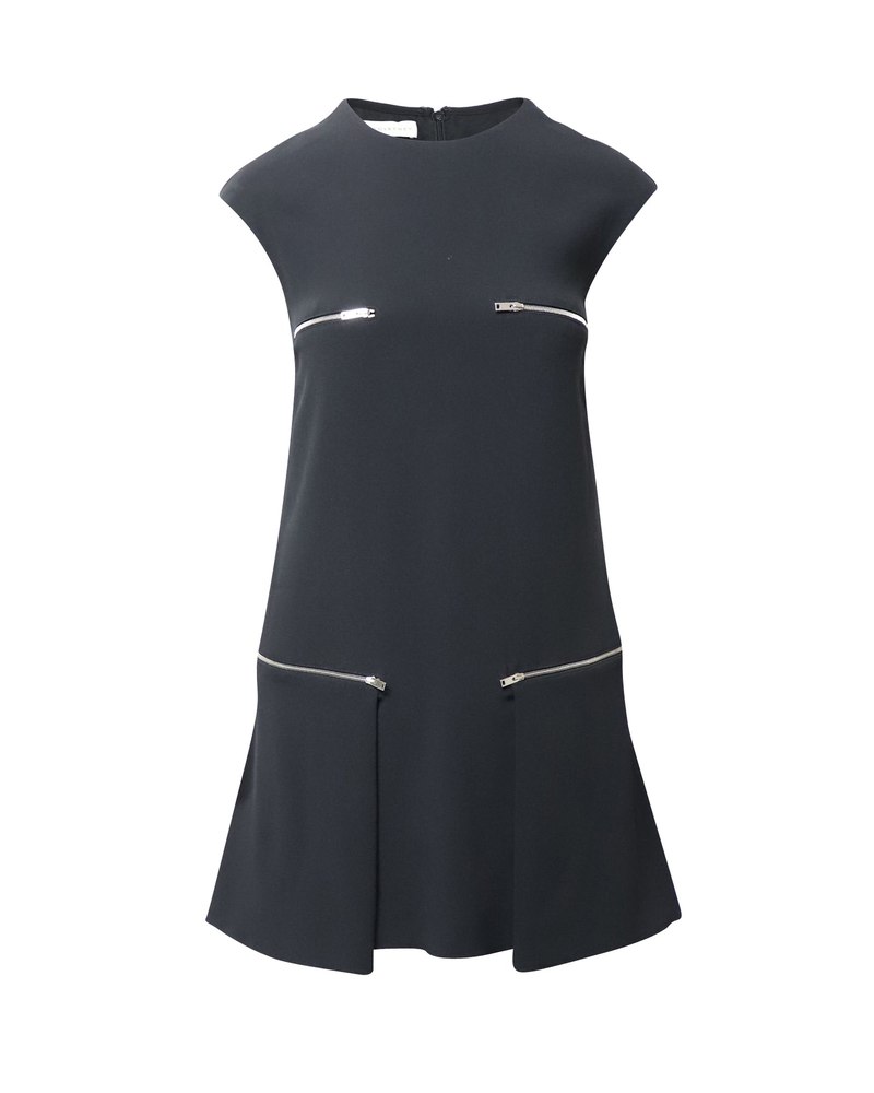 Stella McCartney Zipper Shift Dress in Black Dress Acetate