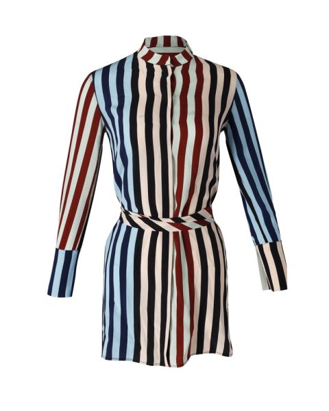 Diane von Furstenberg Striped Shirt Dress in Multicolor Silk