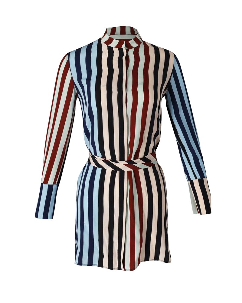 Diane von Furstenberg Striped Shirt Dress in Multicolor Silk