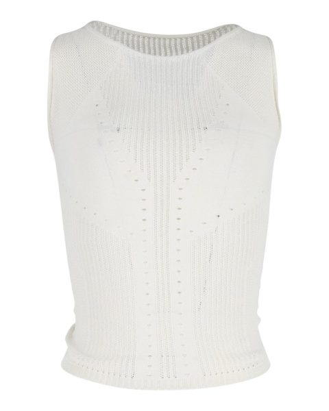Alberta Ferretti Punched Sleeveless Top in White Viscose