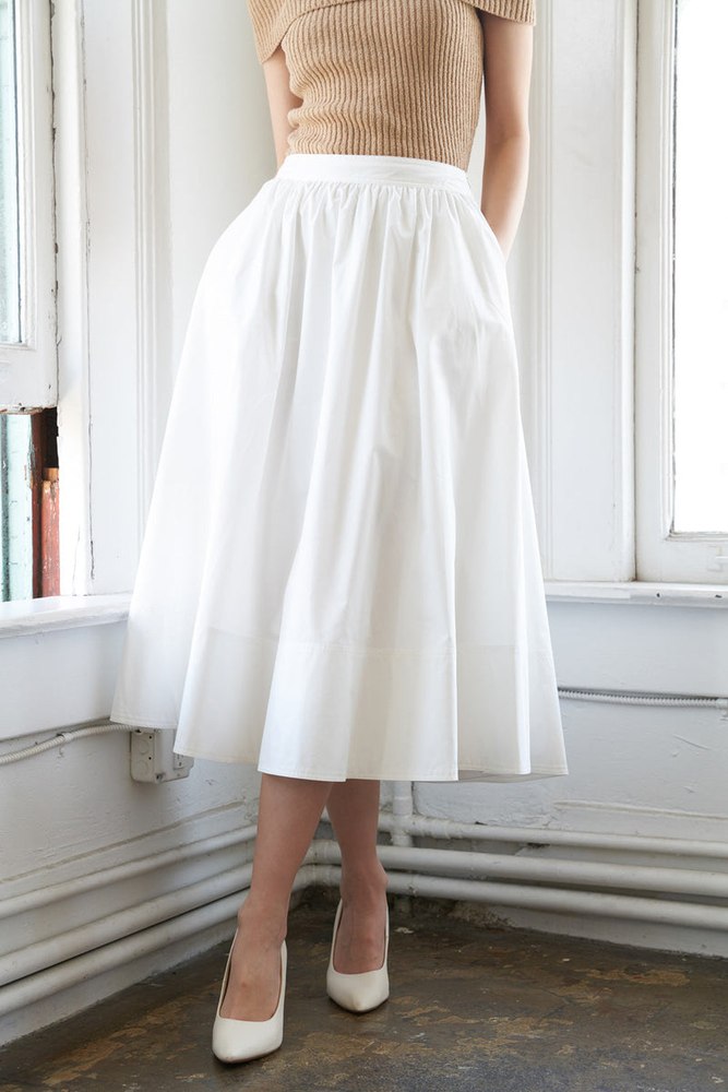 HOLDING ON TIGHT POPLIN MIDI SKIRT
