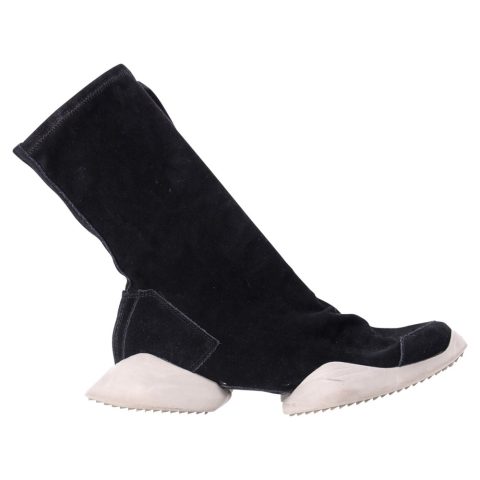 Rick Owens x Adidas Sock Runner Sneakers in Black Suede 7748700373052