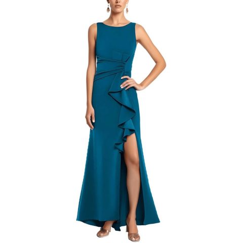 Petites Ruffled Evening Dress