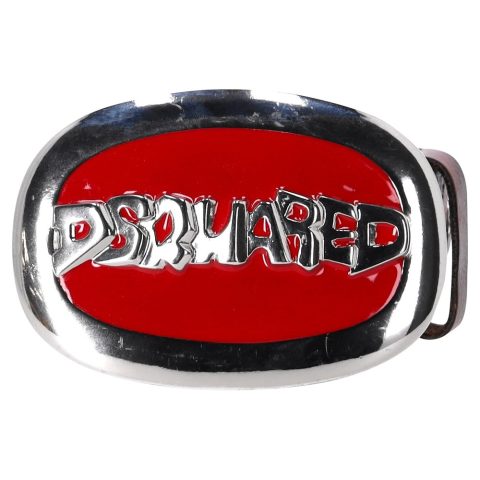 Dsquared2 Logo-Plaque Buckled Belt in Brown Leather 7748708368444