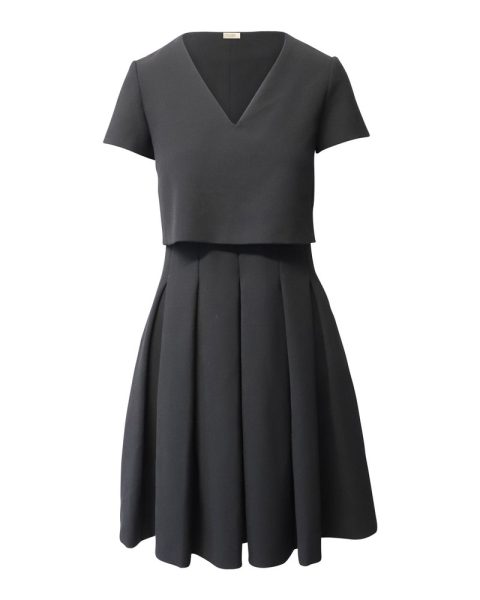Maje Pleated Skirt Mini Dress in Black Polyester