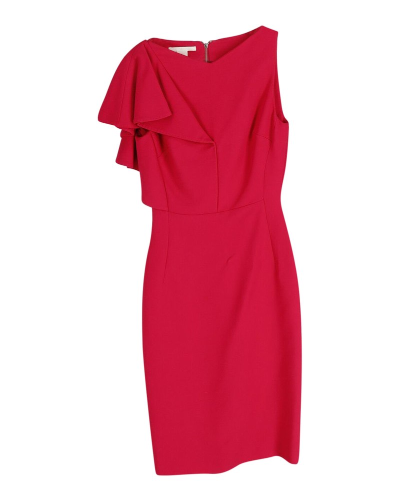 Antonio Berardi One Shoulder Flounce Sleeve Dress in Pink Viscose