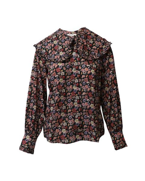Sea New York Leslie Peter Pan Collar Top in Multicolor Cotton