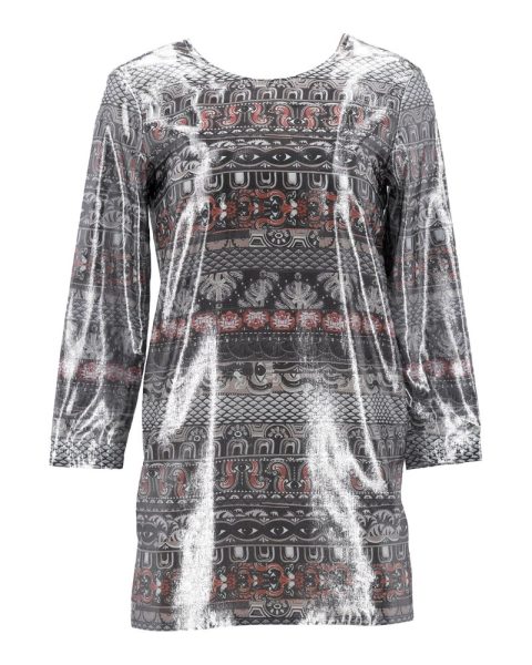 Kenzo Ribbons Jacquard Dress in Silver Silk 7748714758204