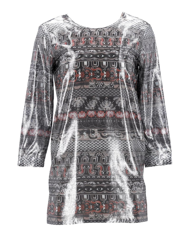 Kenzo Ribbons Jacquard Dress in Silver Silk 7748714758204