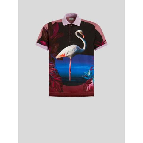Polo Shirt With Flamingo