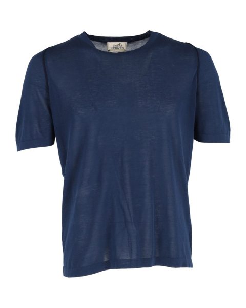 Hermes Crewneck T-shirt in Blue Cotton 7748714954812
