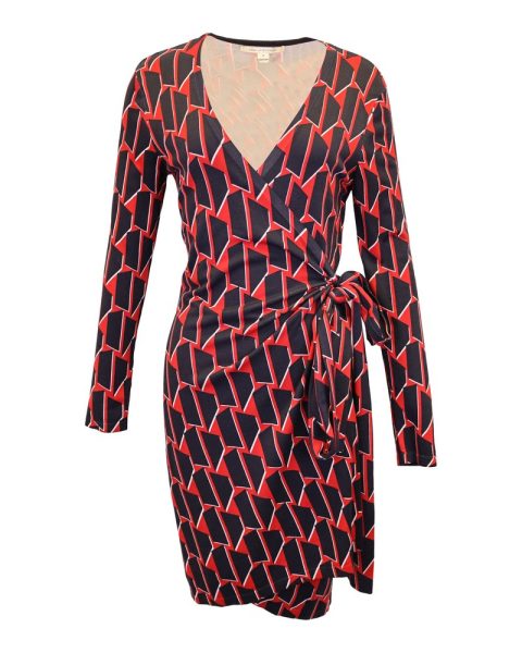 Diane Von Furstenberg Linda Wrap Dress in Red Silk 7748711415868