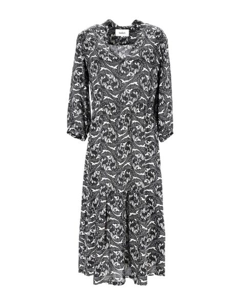 Ba&Sh Paisley-Print Midi Dress in Black Viscose 7748715413564