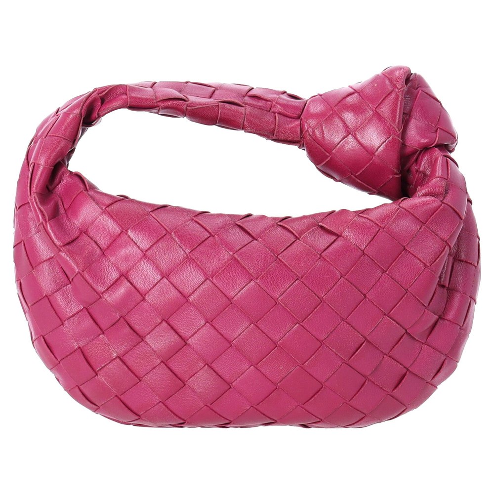 Bottega Veneta Teen Jodie Intrecciato Shoulder Bag in Cranberry Pink Lambskin Leather