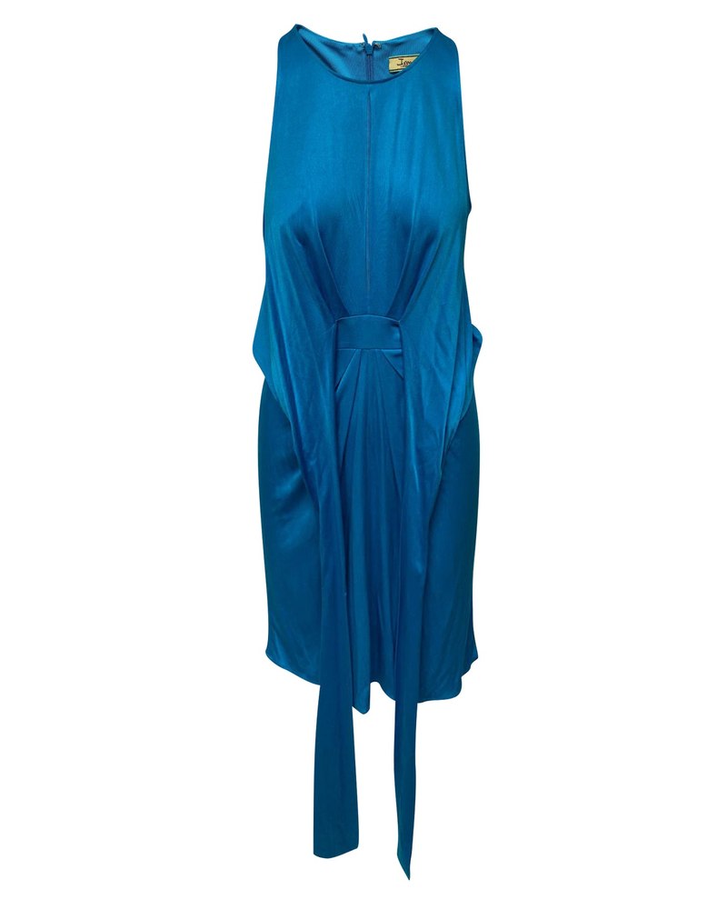 Issa London Blue Silk Drape Belt Dress 7748712038460