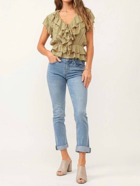 Blair Mid Rise Straight Leg Jeans In Light Denim