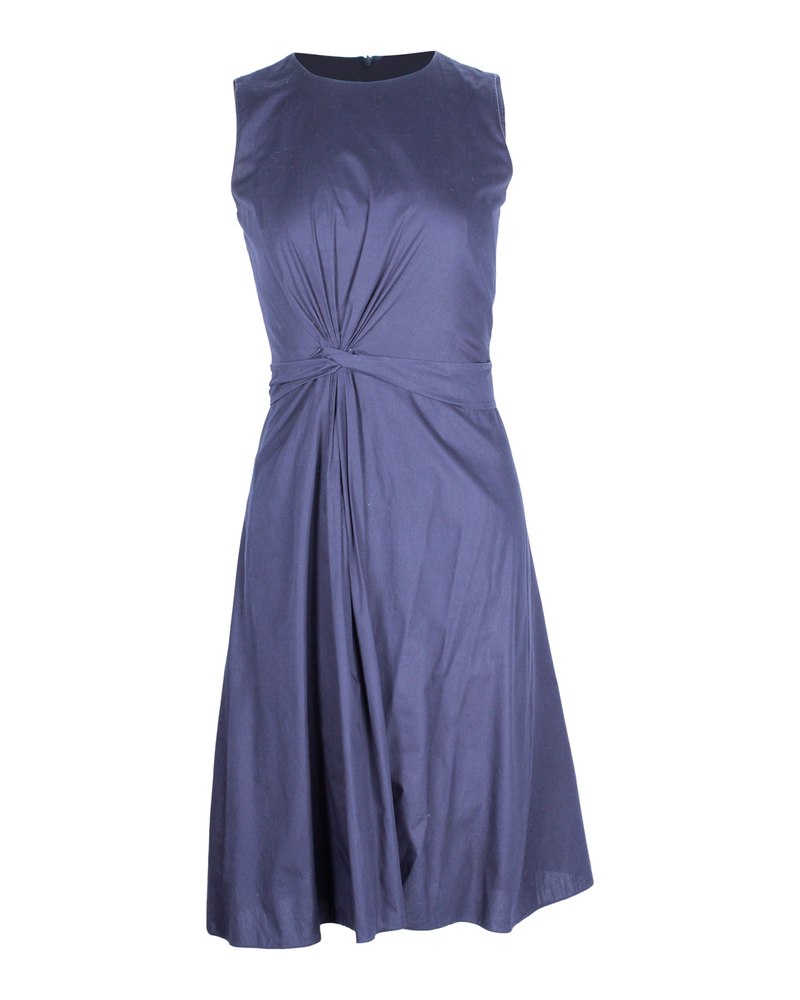 Boss Digiana Front Twist A-line Dress in Navy Blue Cotton 7748712759356