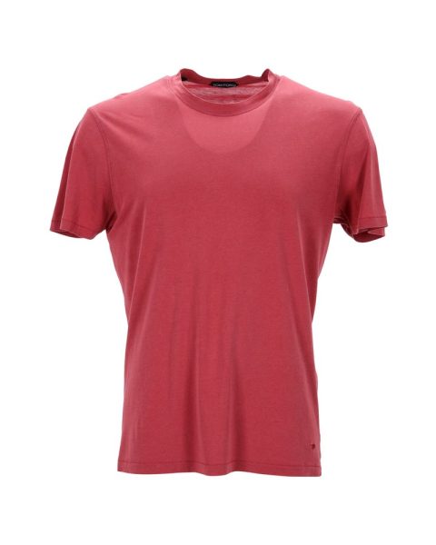 Tom Ford Round Neck T-shirt in Red Lyocell 7748713283644