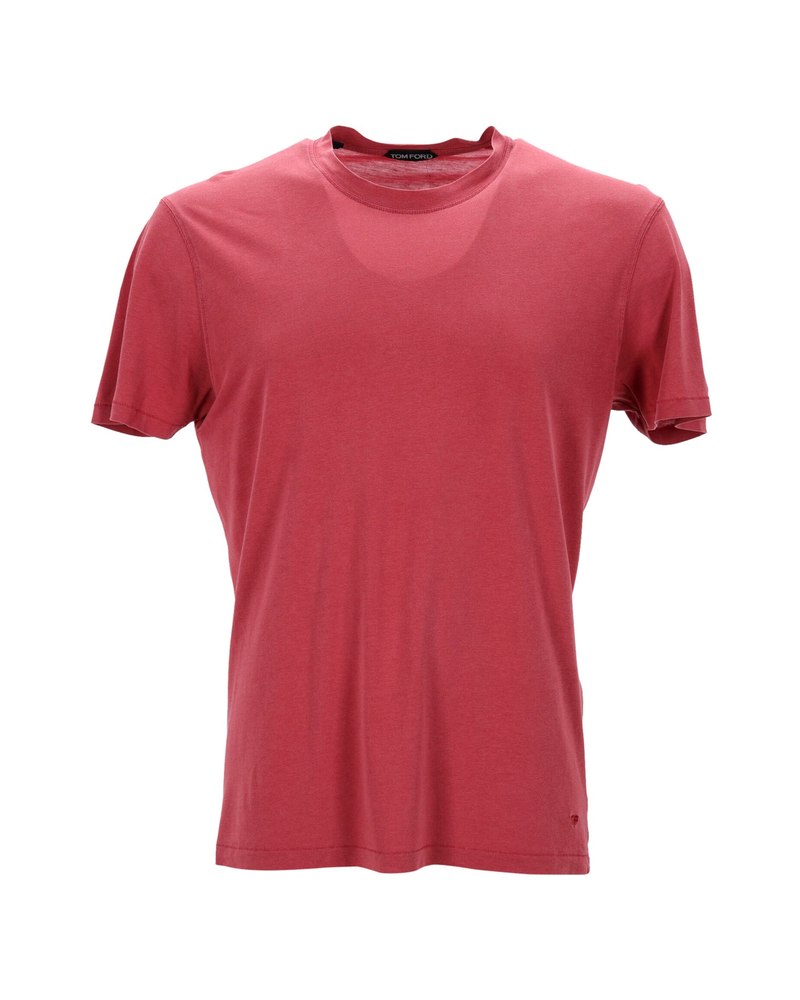 Tom Ford Round Neck T-shirt in Red Lyocell 7748713283644