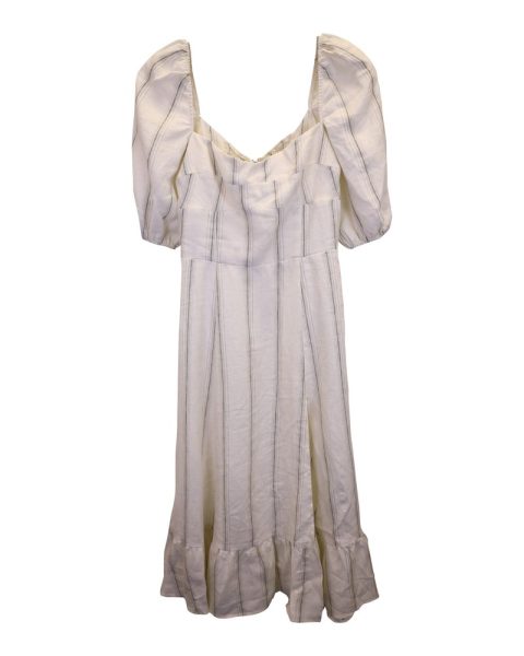 Reformation Belgium Midi Dress in White Linen 7748713971772
