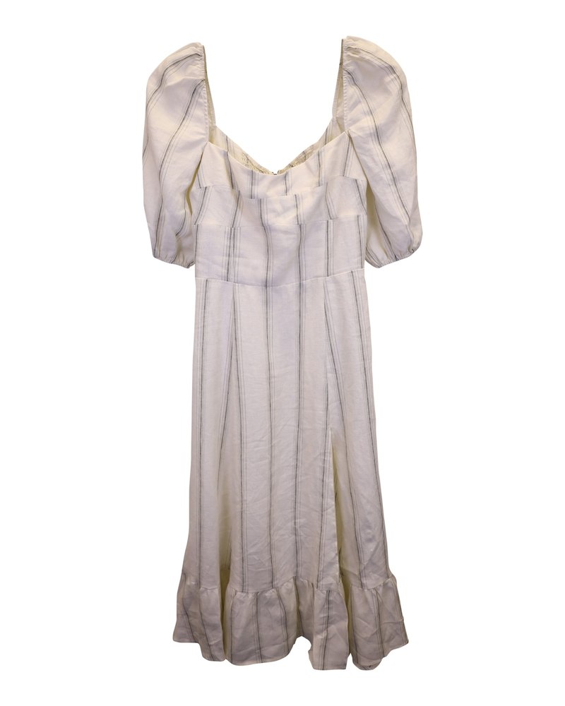 Reformation Belgium Midi Dress in White Linen 7748713971772