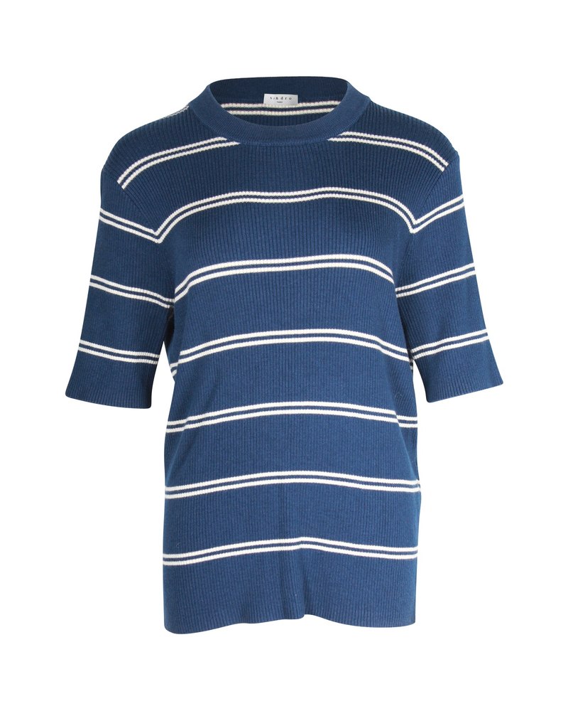 Sandro Paris Striped Knit T-shirt in Blue Wool 7748714070076