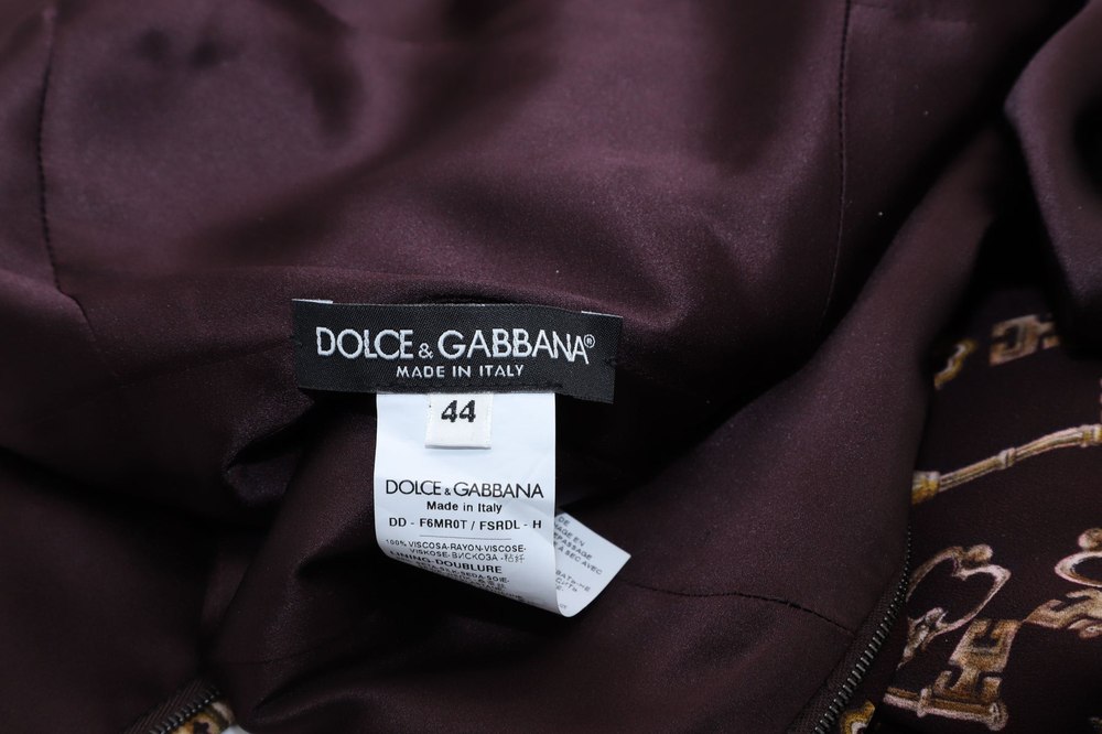 Dolce & Gabbana Key Print Sheath Dress in Brown Viscose 7748719312956