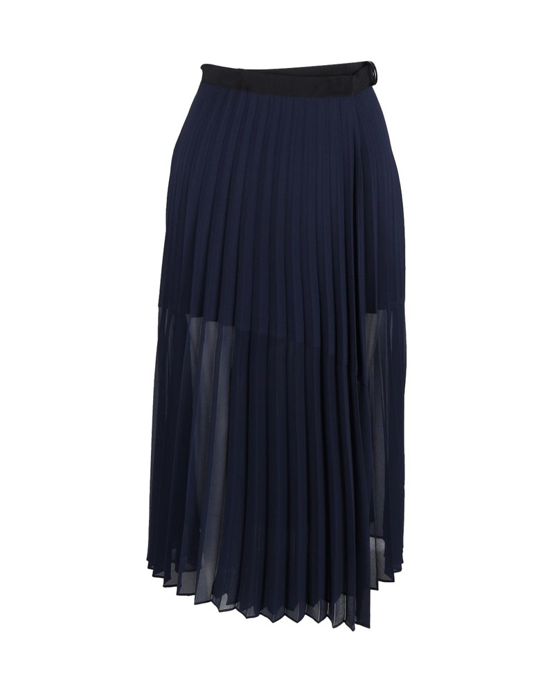 Sandro Pleated Skirt in Navy Blue Polyester 7748721410108