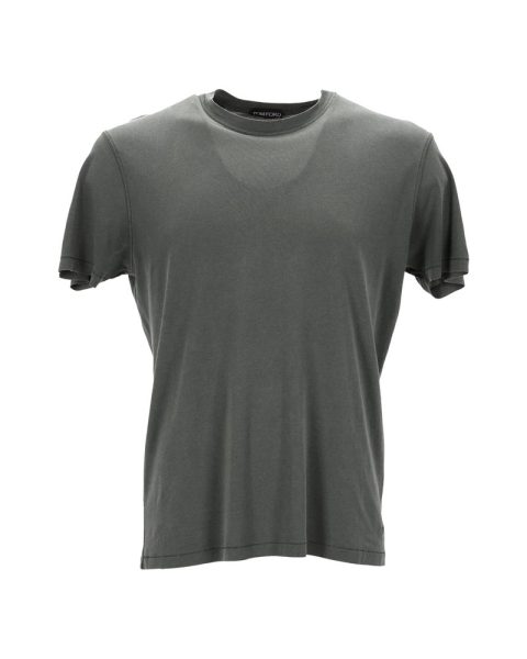 Tom Ford Round Neck T-shirt in Khaki Lyocell 7748720590908