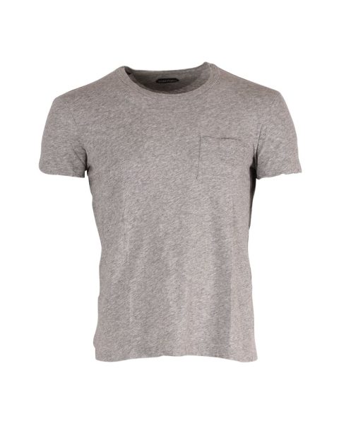 Tom Ford Basic Pocket T-Shirt in Grey Cotton 7748719804476