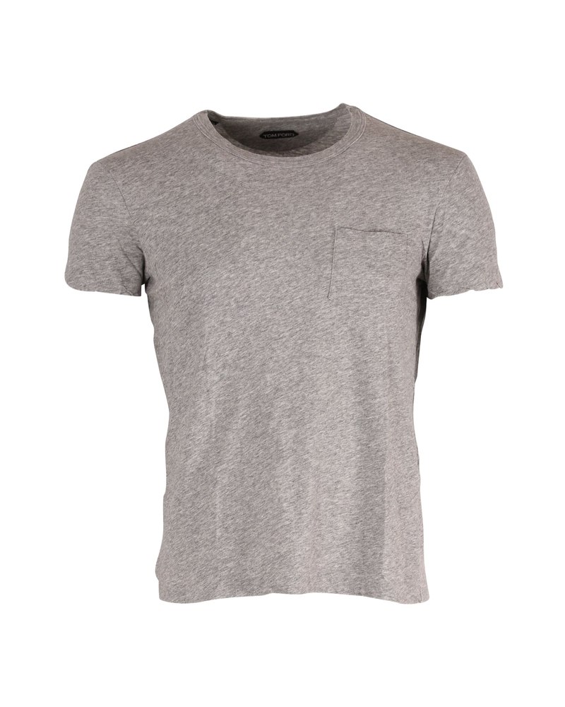 Tom Ford Basic Pocket T-Shirt in Grey Cotton 7748719804476