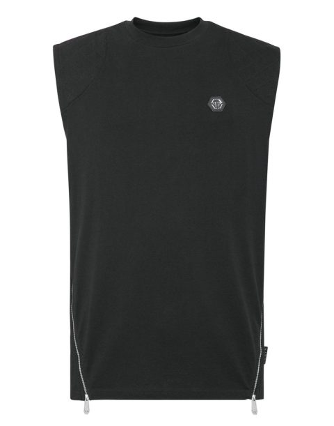 Sleeveless T-shirt Round Neck Hexagon