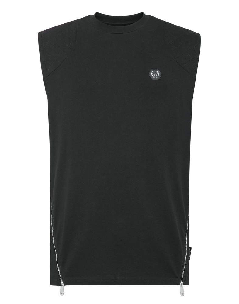 Sleeveless T-shirt Round Neck Hexagon