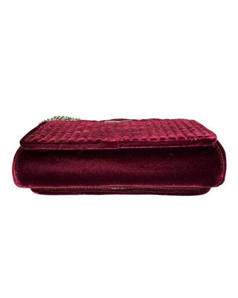 Jimmy Choo Helia Clutch in Burgundy Velvet 7748721279036