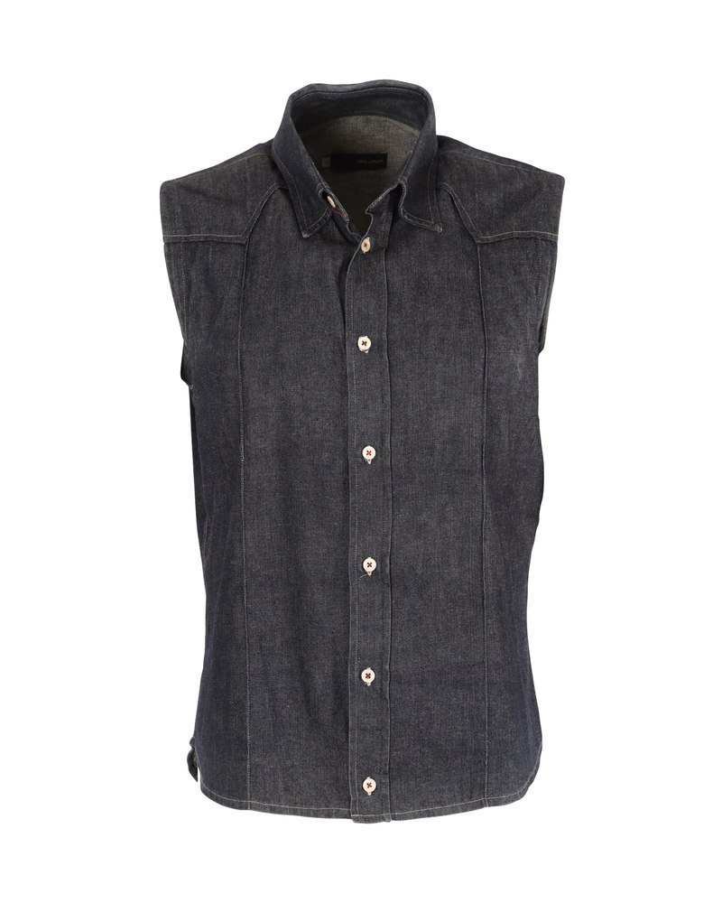 Dsquared2 Buttoned Vest in Navy Blue Cotton 7748721639484