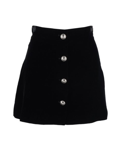 Miu Miu Buttoned Mini Skirt in Black Velvet 7748718297148
