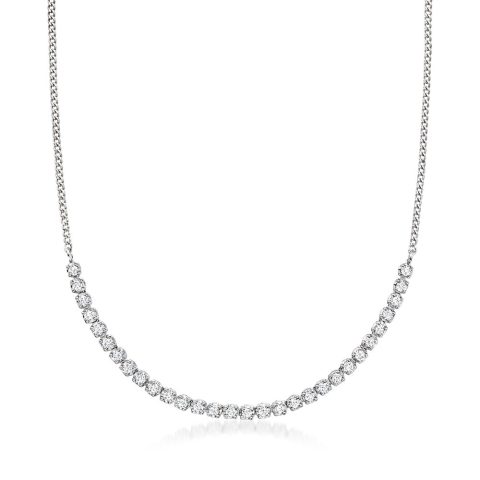 RS Pure by Ross-Simons Diamond Half-Tennis Necklace in Sterling Silver