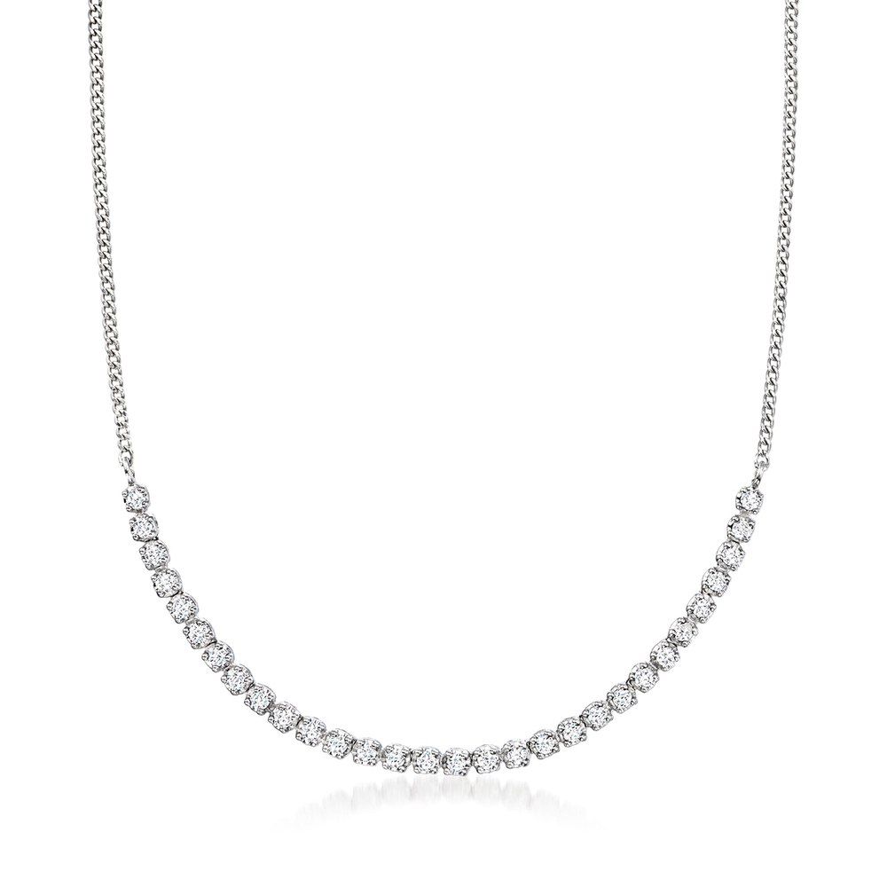 RS Pure by Ross-Simons Diamond Half-Tennis Necklace in Sterling Silver