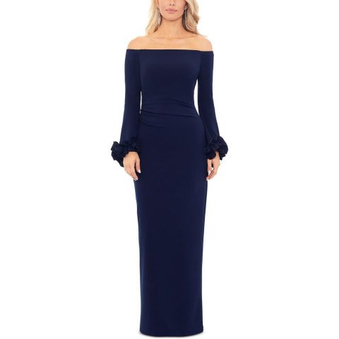 Off-The-Shoulder Ruffled Evening Dress