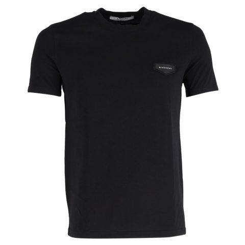 Givenchy Logo Plaque Crewneck T-Shirt in Black Cotton