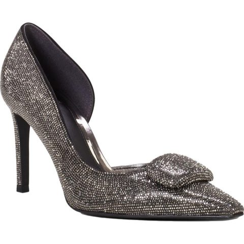 Emelias Embellished Faux Leather D’Orsay Heels