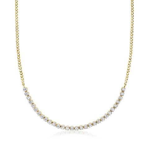 RS Pure by Ross-Simons Diamond Half-Tennis Necklace in 14kt Yellow Gold
