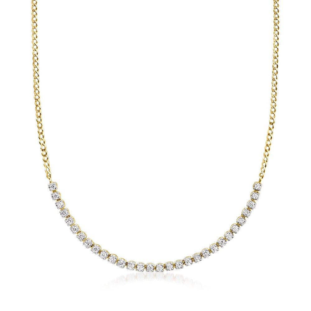 RS Pure by Ross-Simons Diamond Half-Tennis Necklace in 14kt Yellow Gold